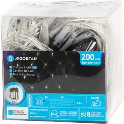 Cortina Luces Led Navidad Luz Fria 3m x1,5mt